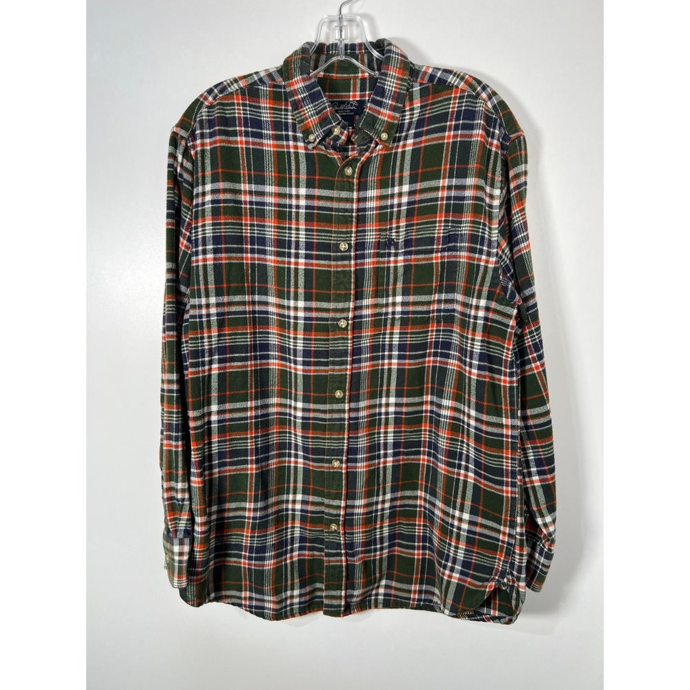 Vintage Arnold Palmer Green Orange Plaid Flannel Shirt Cabincore Mens Medium